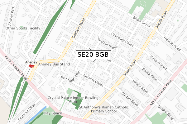 SE20 8GB map - large scale - OS Open Zoomstack (Ordnance Survey)