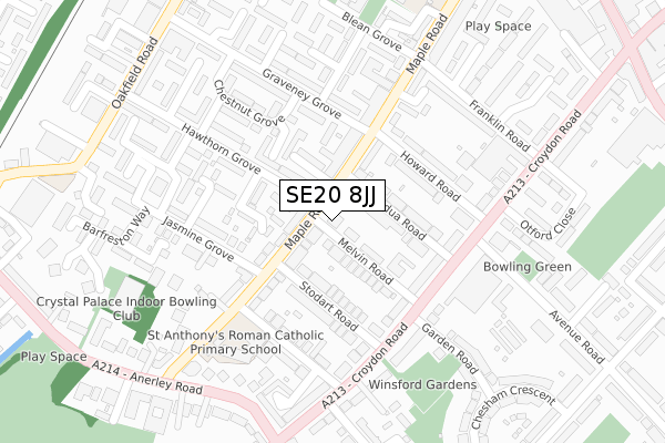 SE20 8JJ map - large scale - OS Open Zoomstack (Ordnance Survey)