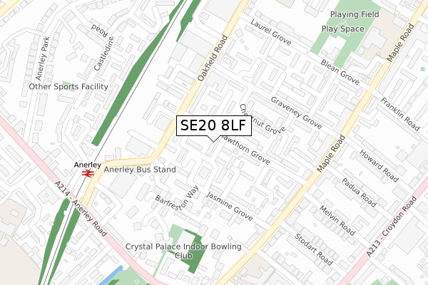 SE20 8LF map - large scale - OS Open Zoomstack (Ordnance Survey)