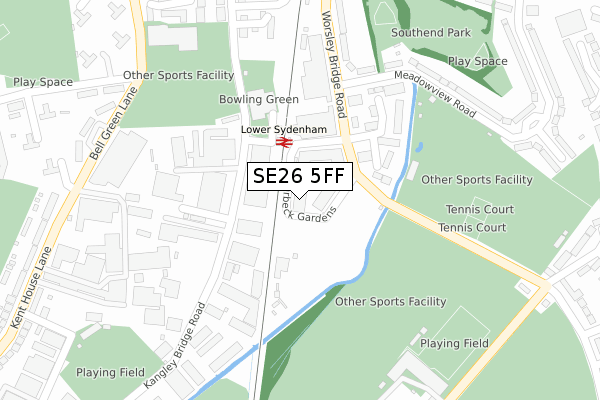 SE26 5FF map - large scale - OS Open Zoomstack (Ordnance Survey)