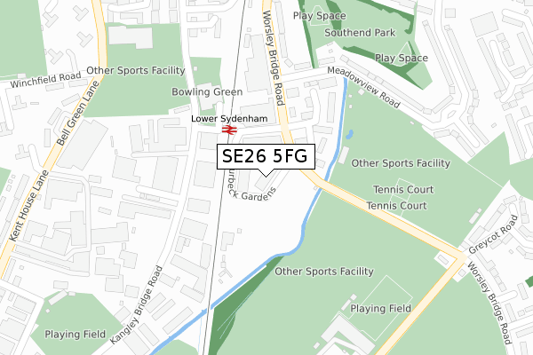 SE26 5FG map - large scale - OS Open Zoomstack (Ordnance Survey)