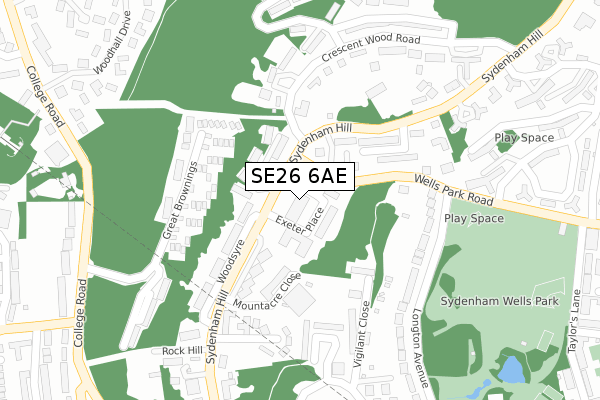 SE26 6AE map - large scale - OS Open Zoomstack (Ordnance Survey)