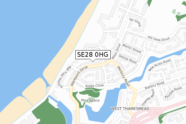 SE28 0HG map - large scale - OS Open Zoomstack (Ordnance Survey)