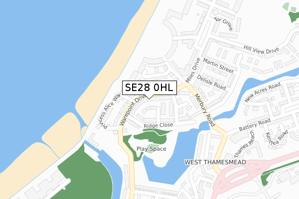 SE28 0HL map - large scale - OS Open Zoomstack (Ordnance Survey)