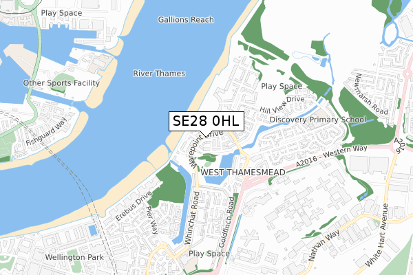 SE28 0HL map - small scale - OS Open Zoomstack (Ordnance Survey)