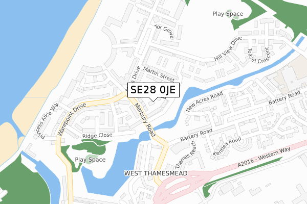 SE28 0JE map - large scale - OS Open Zoomstack (Ordnance Survey)