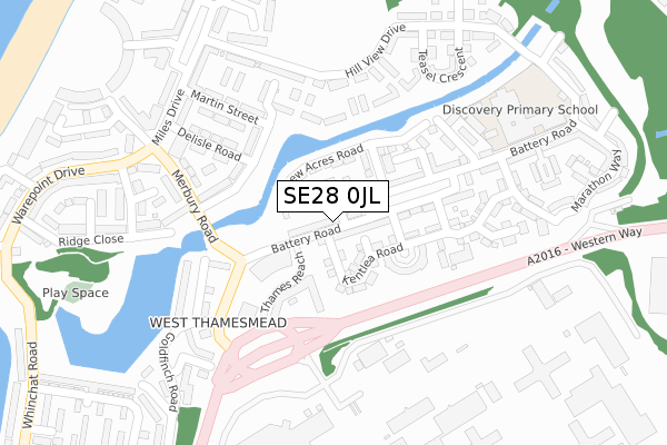 SE28 0JL map - large scale - OS Open Zoomstack (Ordnance Survey)