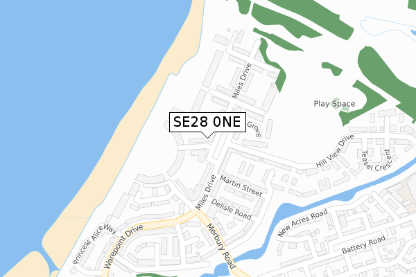 SE28 0NE map - large scale - OS Open Zoomstack (Ordnance Survey)