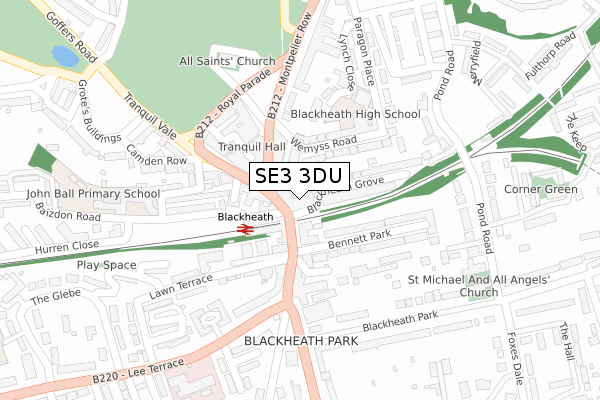 SE3 3DU map - large scale - OS Open Zoomstack (Ordnance Survey)