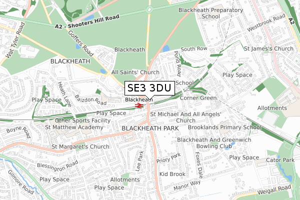 SE3 3DU map - small scale - OS Open Zoomstack (Ordnance Survey)