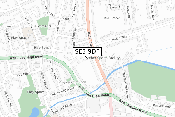 SE3 9DF map - large scale - OS Open Zoomstack (Ordnance Survey)