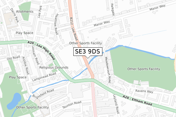 SE3 9DS map - large scale - OS Open Zoomstack (Ordnance Survey)