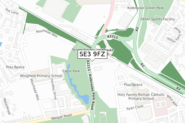 SE3 9FZ map - large scale - OS Open Zoomstack (Ordnance Survey)