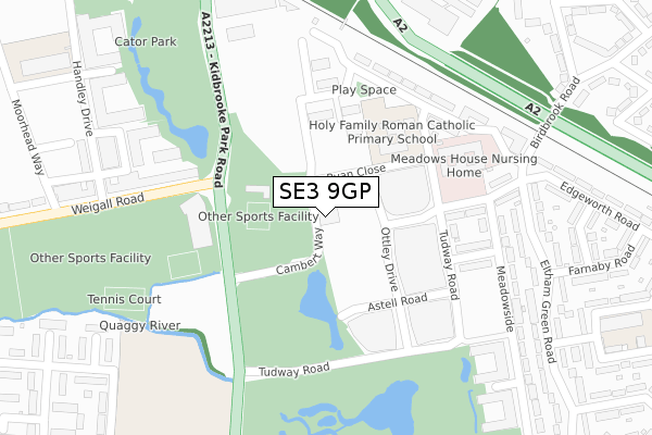 SE3 9GP map - large scale - OS Open Zoomstack (Ordnance Survey)