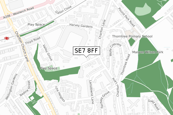 SE7 8FF map - large scale - OS Open Zoomstack (Ordnance Survey)