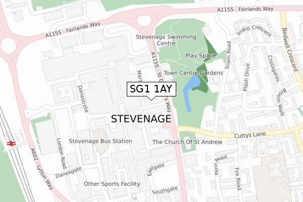 SG1 1AY map - large scale - OS Open Zoomstack (Ordnance Survey)