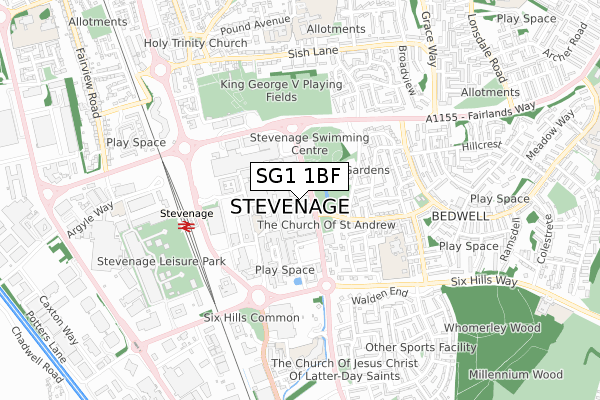 SG1 1BF map - small scale - OS Open Zoomstack (Ordnance Survey)