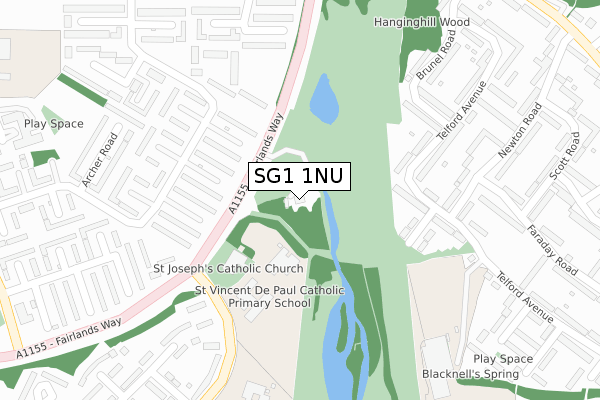 SG1 1NU map - large scale - OS Open Zoomstack (Ordnance Survey)