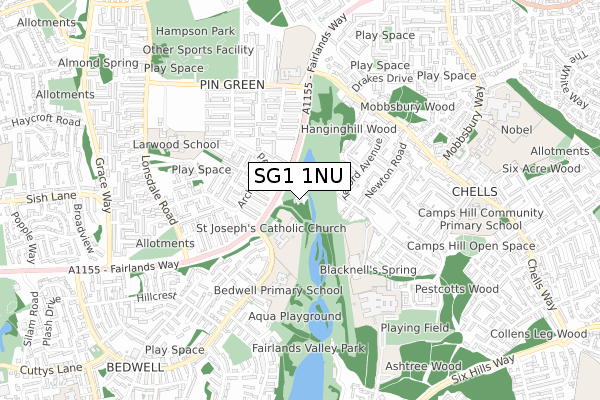 SG1 1NU map - small scale - OS Open Zoomstack (Ordnance Survey)