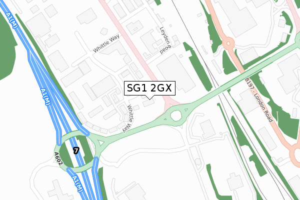 SG1 2GX map - large scale - OS Open Zoomstack (Ordnance Survey)