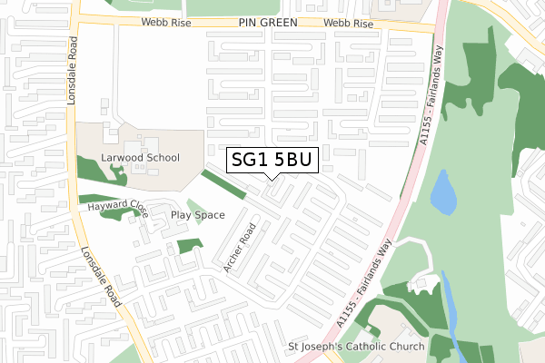 SG1 5BU map - large scale - OS Open Zoomstack (Ordnance Survey)