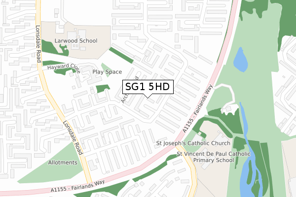 SG1 5HD map - large scale - OS Open Zoomstack (Ordnance Survey)