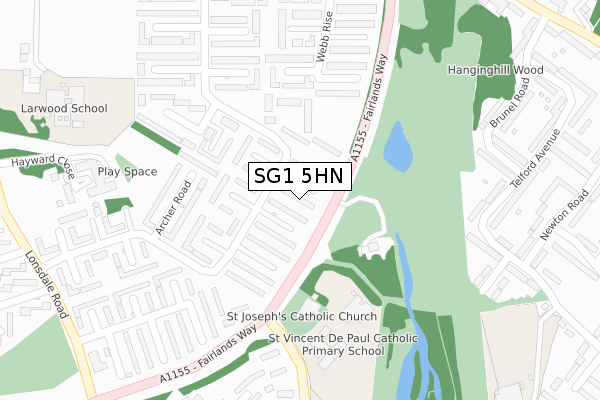 SG1 5HN map - large scale - OS Open Zoomstack (Ordnance Survey)