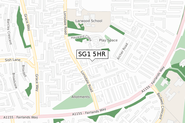 SG1 5HR map - large scale - OS Open Zoomstack (Ordnance Survey)