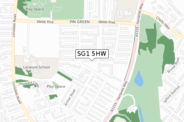 SG1 5HW map - large scale - OS Open Zoomstack (Ordnance Survey)