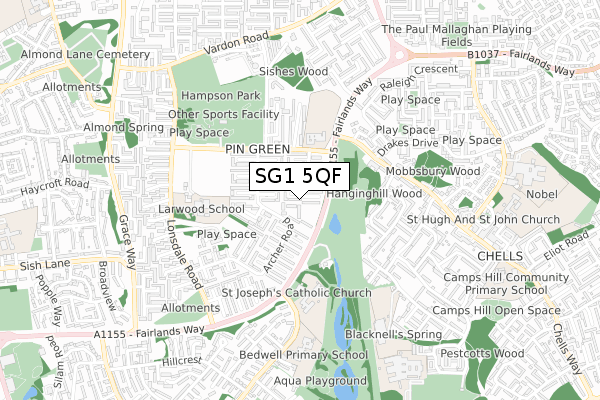 SG1 5QF map - small scale - OS Open Zoomstack (Ordnance Survey)