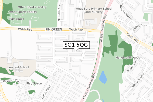 SG1 5QG map - large scale - OS Open Zoomstack (Ordnance Survey)