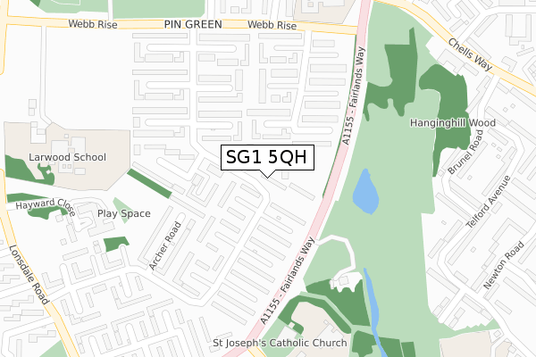 SG1 5QH map - large scale - OS Open Zoomstack (Ordnance Survey)