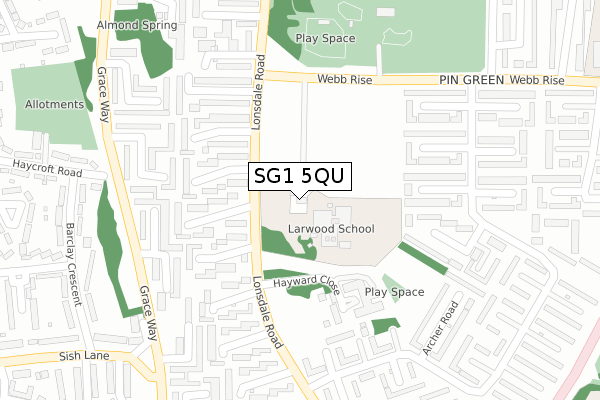 SG1 5QU map - large scale - OS Open Zoomstack (Ordnance Survey)