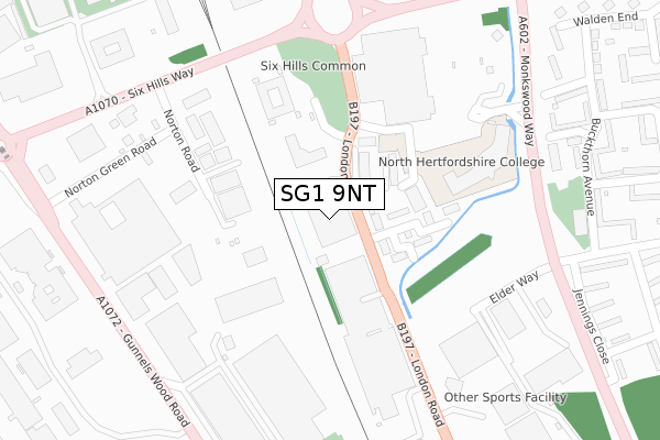 SG1 9NT map - large scale - OS Open Zoomstack (Ordnance Survey)