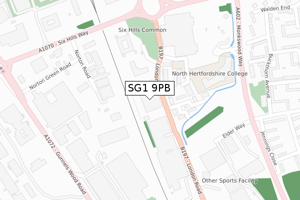 SG1 9PB map - large scale - OS Open Zoomstack (Ordnance Survey)