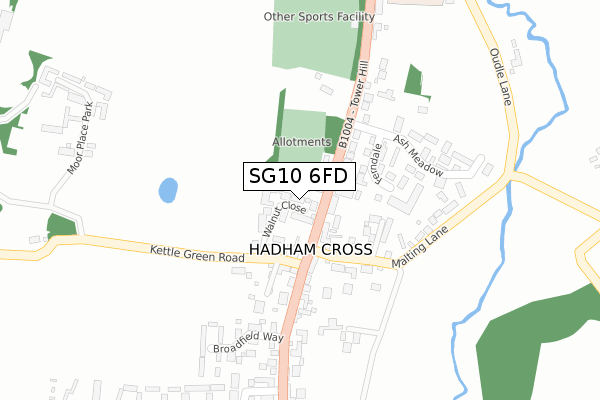 SG10 6FD map - large scale - OS Open Zoomstack (Ordnance Survey)