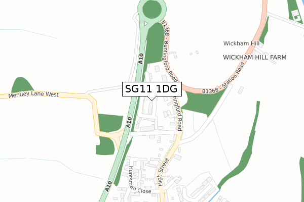 SG11 1DG map - large scale - OS Open Zoomstack (Ordnance Survey)