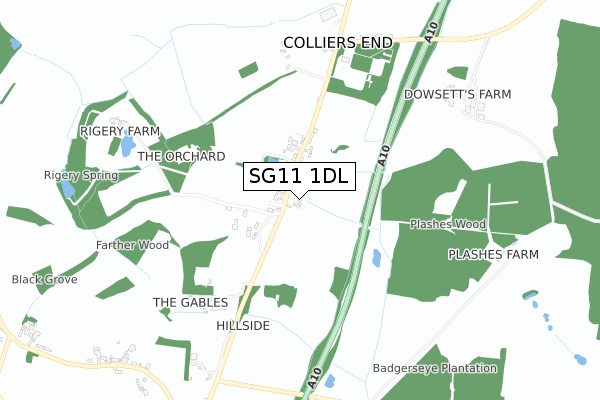 SG11 1DL map - small scale - OS Open Zoomstack (Ordnance Survey)