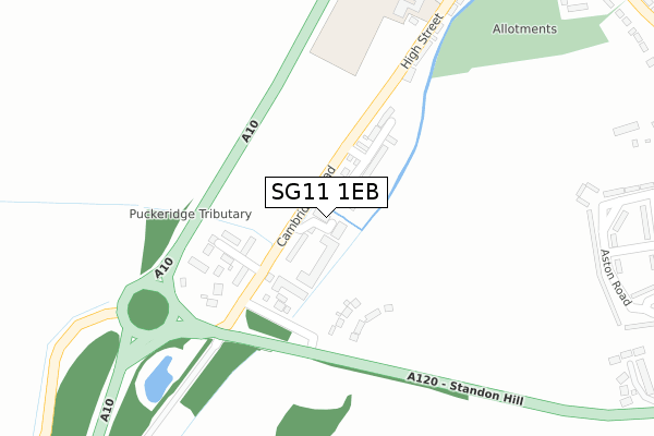 SG11 1EB map - large scale - OS Open Zoomstack (Ordnance Survey)