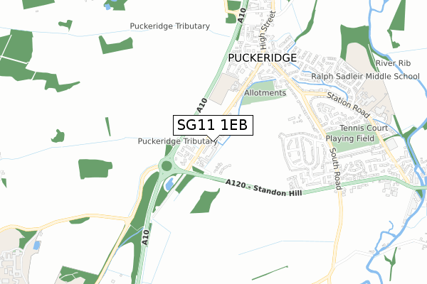 SG11 1EB map - small scale - OS Open Zoomstack (Ordnance Survey)