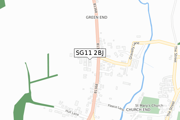 SG11 2BJ map - large scale - OS Open Zoomstack (Ordnance Survey)