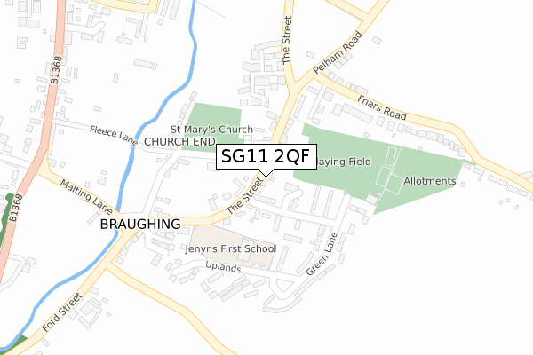 SG11 2QF map - large scale - OS Open Zoomstack (Ordnance Survey)