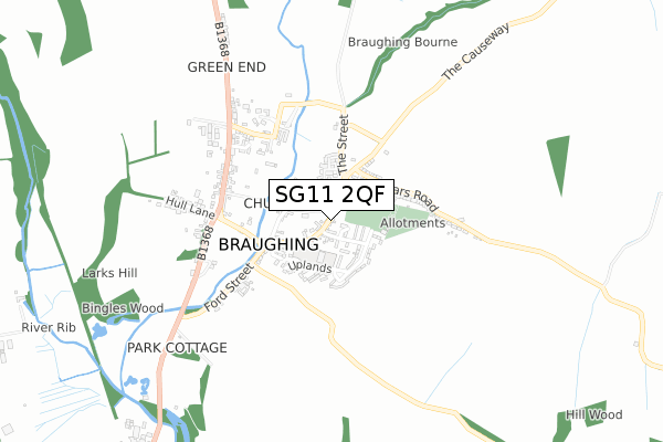 SG11 2QF map - small scale - OS Open Zoomstack (Ordnance Survey)