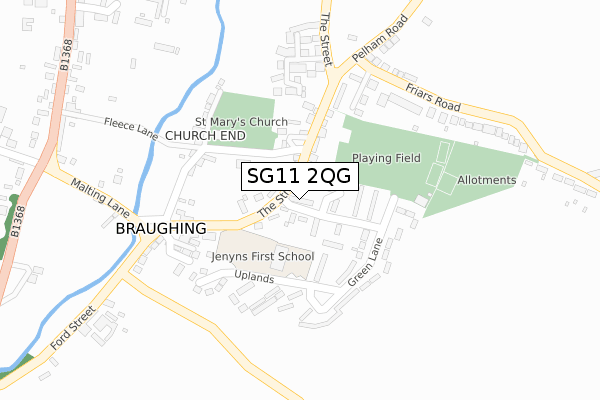 SG11 2QG map - large scale - OS Open Zoomstack (Ordnance Survey)