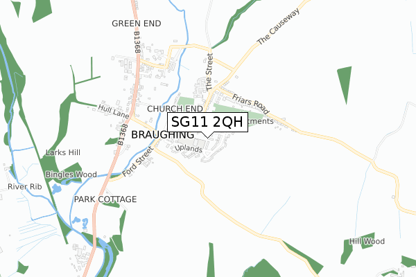 SG11 2QH map - small scale - OS Open Zoomstack (Ordnance Survey)