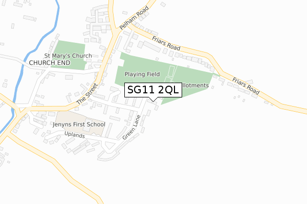 SG11 2QL map - large scale - OS Open Zoomstack (Ordnance Survey)