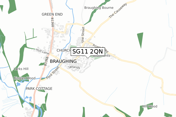 SG11 2QN map - small scale - OS Open Zoomstack (Ordnance Survey)