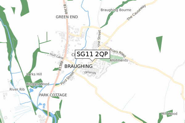 SG11 2QP map - small scale - OS Open Zoomstack (Ordnance Survey)