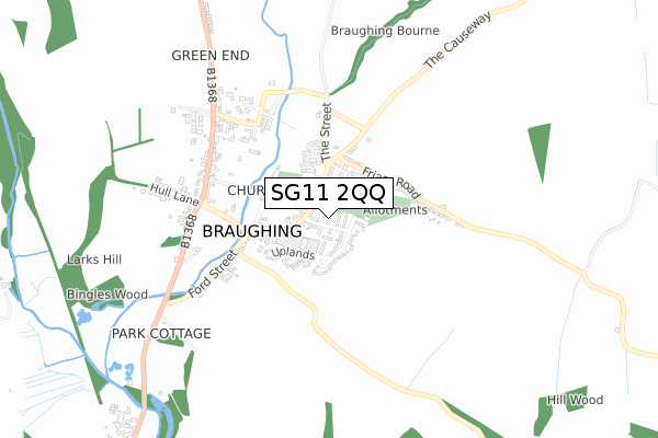 SG11 2QQ map - small scale - OS Open Zoomstack (Ordnance Survey)