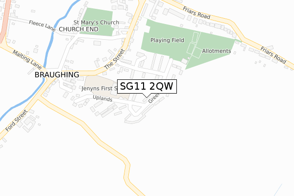 SG11 2QW map - large scale - OS Open Zoomstack (Ordnance Survey)